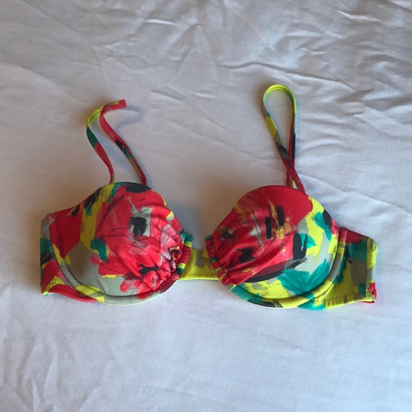 J. Crew Other - J.Crew Neon Floral Underwire Bikini Top, 32B